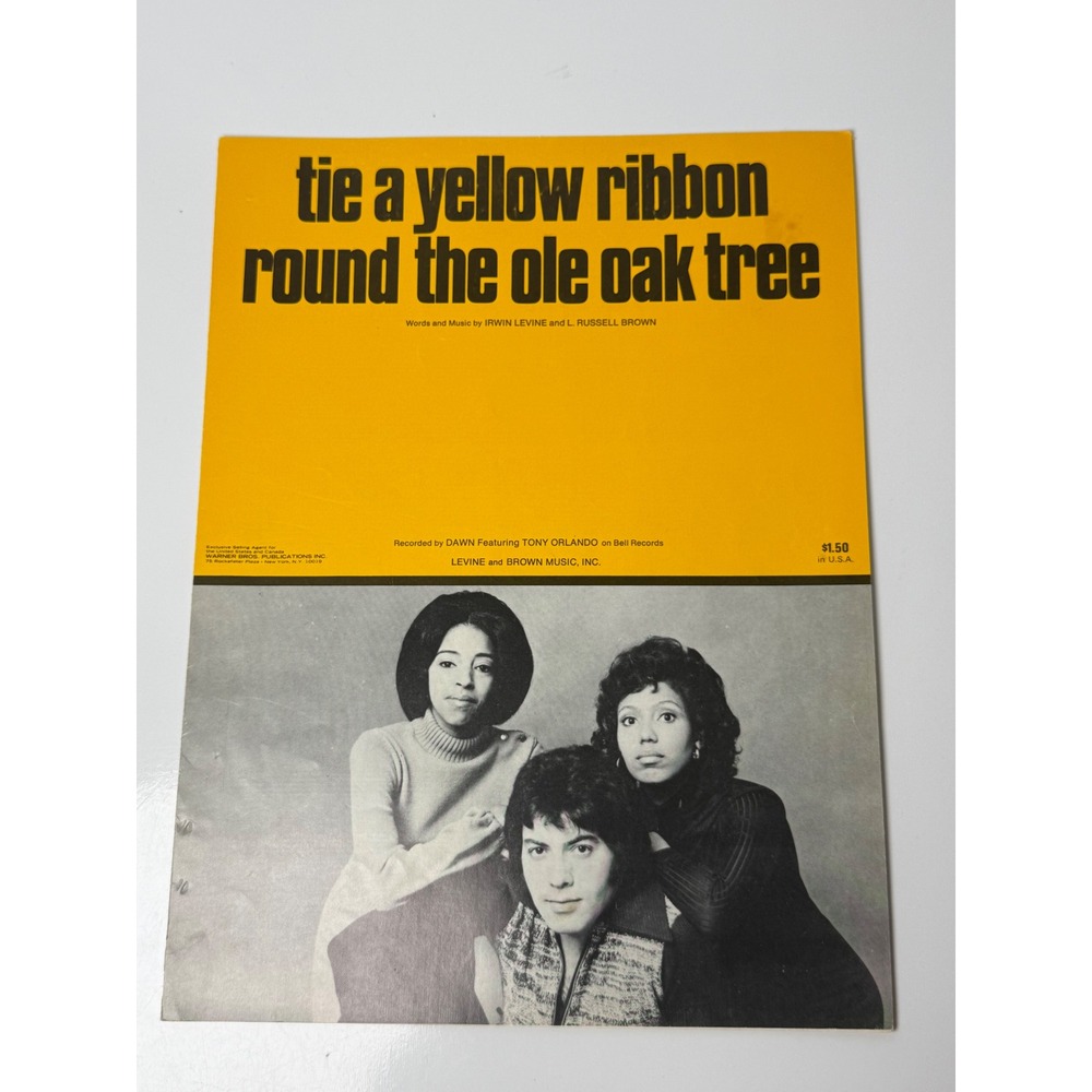 Tie a Yellow Ribbon Round the Ole Oak Tree Sheet Music Dawn Tony Orlando 1973